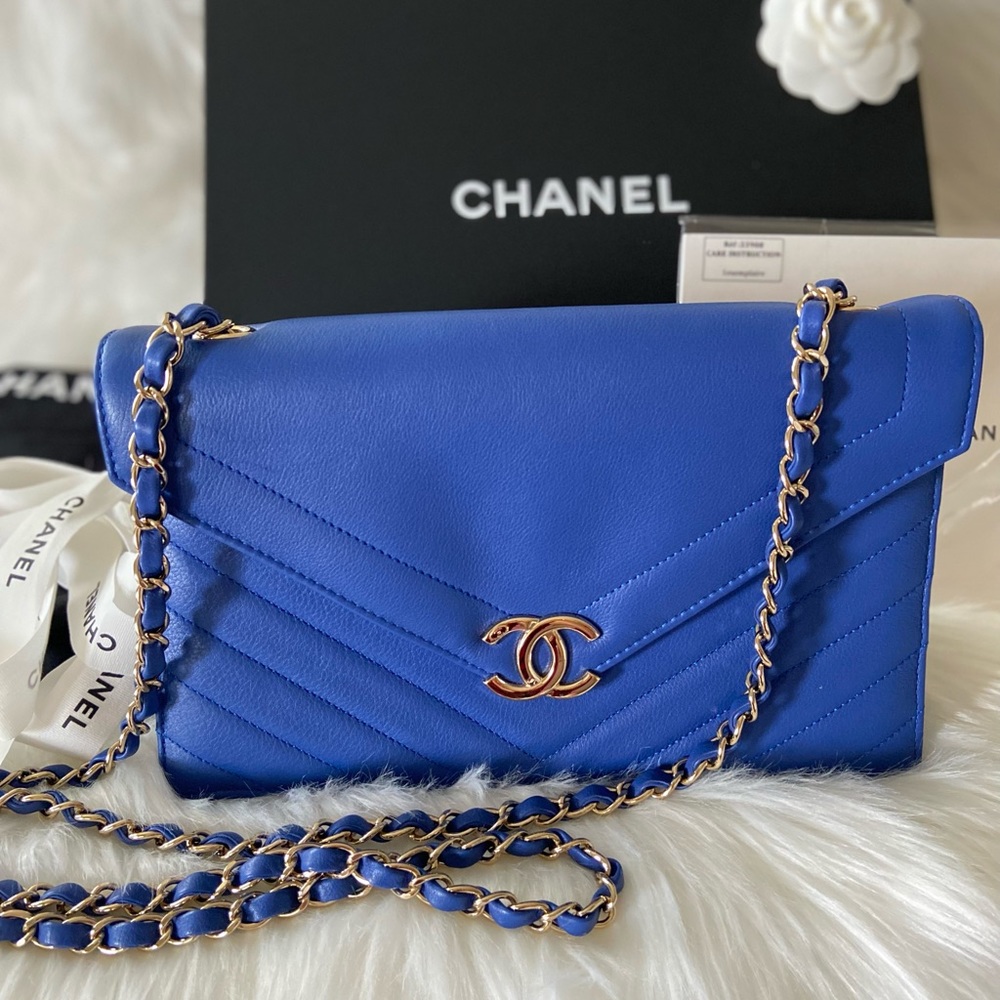 Authentic CHANEL Flap Bag with Gold Hardware.  Size Medium